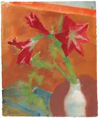 Max Kaus, Stillleben mit Amaryllis, 1922, Aquarell und Deckweiß über Bleistift auf Bütten