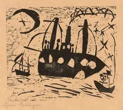 Fröhliche Schiffsreise by Lyonel Feininger, 1925, Holzschnitt auf Seidenpapier, sold Dec 2016