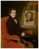 Österreichisch & Deutsch, 1834, Selbstbildnis vor der Staffelei, 1834, Öl auf Holz