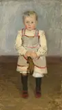 Leo von König, Kinderportrait (Blonder Junge mit Steckenpferd)“. (Ludwig von Ziegler), 1903, Öl auf Leinwand