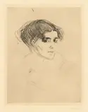 Edvard Munch, Frauenkopf, 1902, Kaltnadel auf chamoisfarbenem festen Papier