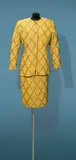 Christian Dior, Sonnengelbes Cocktail-Ensemble mit Swarovski-Besatz von Marc Bohan (geb. 1926), 1972, Seide, handbestickt mit Perlen und Pailletten; Lesage-Stickerei; Knöpfe von Swarovski, Tirol