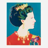 Andy Warhol, Queen Margrethe II of Denmark (from the Reigning Queens series), 1985, screenprint in colors on Lenox Museum Board