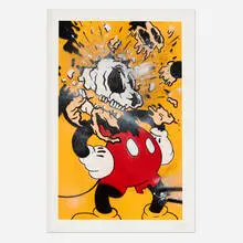 Matt Gondek, Deconstructed Mickey, 2020, screenprint in colors with hand-embellishment on Arches