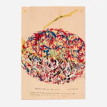 Beatnick Comet Over the World by William T. Wiley, 1968, oil, ink and tape on paper, offered Nov 2024
