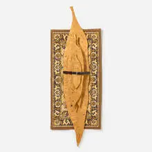 Pep Duran, Domestic Landscape, 1990, plywood, carpet, leather belt assemblage