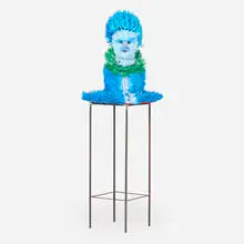 Owl Family Member (Blue) by Federico Uribe, 1999, mixed media, offered Oct 2024