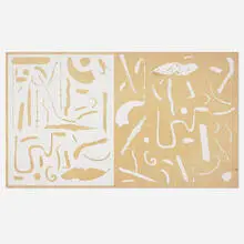 Analia Saban, Raw to Finished (Ready-Made Brushstrokes by Cezanne, Chagall, Jawlensky, Kandinsky, de Kooning, Matisse, Miró, Pollock, Twombly, and Van Gogh), 2005, graphite with painted canvas collage on wood