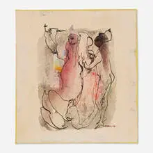 Cameron, Neptune, c. 1965, ink and watercolor on paper in artist's mat