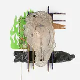 Toomas Toomepuu, Burnt in Time, 2021, glass, copper, aluminum, plywood, enamel, acrylic