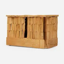 Heroic Structure Architectural Model (from the Walls and Heroic Structures series) by Michele de Lucchi, 2006, hand-hewn and carved birch, offered Sep 2024