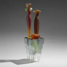 José Chardiet, Untitled, 2001, hot sculpted, cast, and sandblasted glass, gold leaf