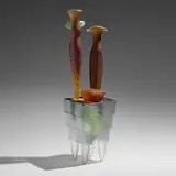 José Chardiet, Untitled, 2001, hot sculpted, cast, and sandblasted glass, gold leaf
