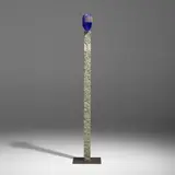 Bertil Vallien, Head 16, 1997, carved stone composite, cast and polished glass, enameled steel