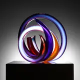 Paul Seide, N to the Zero Power = 1, 2000, hand-blown glass with neon or argon gas, radio transmitter, lacquered wood base