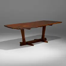 George Nakashima, Conoid dining table, 1972, American black walnut, rosewood
