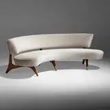 Floating Seat and Back sofa by Vladimir Kagan, upholstery, walnut, sold Jan 2023