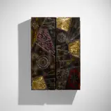 Wall-mounted cabinet, model PE 39 by Paul Evans, c. 1968, welded, patinated and gilt steel, sold Jan 2023