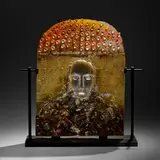 Bertil Vallien, Face Map, 1996, cast glass, applied glass, enameled metal
