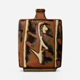 attribution Shōji Hamada, Bottle, c. 1965, glazed stoneware with wax-resist decoration