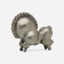 Russel Wright, Libbiloo bookend, c. 1930, nickel-plated brass