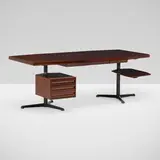 Osvaldo Borsani, Executive desk, c. 1956, lacquered mahogany, enameled steel, nickel