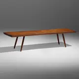 Early coffee table by George Nakashima, 1954, American black walnut, sold Jan 2023