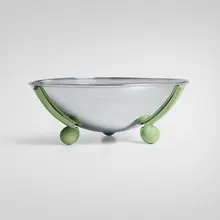 Art Déco, Bowl, c. 1930, enameled brass, chrome-plated metal