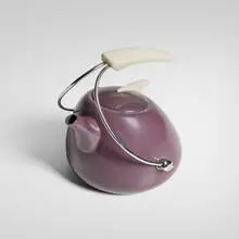 Noritake, Colorwave tea kettle, c. 2005, enameled metal, plastic, chrome-plated metal