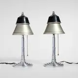 Machine Age, Table lamps, pair, c. 1935, aluminum, lacquered aluminum