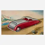 George Hildebrand, Streamlined Coupe, c. 1936, gouache on paper