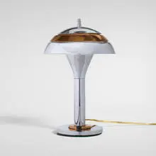 Machine Age, Table lamp, c. 1935, chrome-plated metal, copper