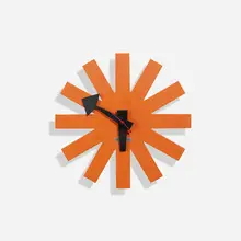 Asterisk wall clock, model 2213F by George Nelson & Associates, c. 1953, enameled steel, enameled aluminum, sold Aug 2025
