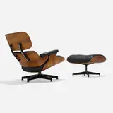 Charles and Ray Eames, 670 lounge chair and 671 ottoman, rosewood, leather upholstery, enameled and brushed aluminum