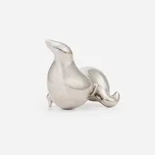 Russel Wright, Whoozoo seal paperweight, c. 1930, nickel-plated brass