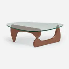 Coffee table, model IN-50 by Isamu Noguchi, walnut, glass, sold Aug 2025