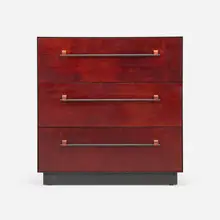 Mapper cabinet by Tyler Hays, c. 2020, leather over wood, cast bronze, walnut, sold Aug 2025