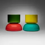 Puzzle vases, set of two by Ettore Sottsass, 1994 / 2003, blown glass, sold Aug 2025