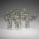 Caesar Stoffi and Fritz Nagel, Collection of seventy-five stacking candleholders, c. 1965, nickel-plated brass