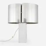 Rare table lamp by Fabrizio Cocchia & Gianfranco Fini, c. 1975, aluminum, acrylic, sold Aug 2025