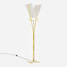 Piero de Martini, Rare Le Falene floor lamp, 1970, enameled steel, fabric