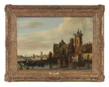 Jan de Vos the Younger, View of a church on a river estuary, oil on panel