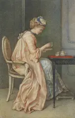 Gustavus Arthur Bouvier, Anticipation, watercolour on paper