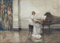Albert Ludovici, A secret admirer, watercolour on paper laid down on card