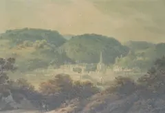 John Warwick Smith, Approach to Lostwithiel from Liskeard, watercolour on paper laid down