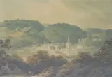 John Warwick Smith, Approach to Lostwithiel from Liskeard, watercolour on paper laid down