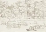 Thomas Rowlandson, Figures boating before a country house