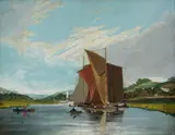 James Baker Pyne, Barges on a river