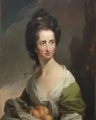 Robert Edge Pine, Portrait of a lady carrying fruit, oil on canvas