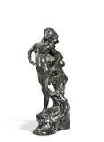 Francis Derwent Wood, patinated bronze of a standing nude and three putti, patinated bronze